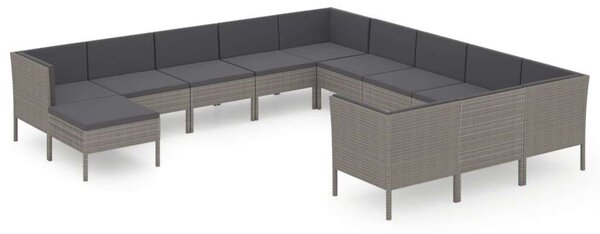 VidaXL Polyrattan Kerti Ülőgarnitúra - 12 részes - Szürke