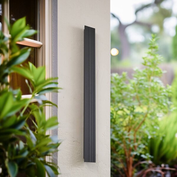 Lucande Melira LED kültéri fali világítás, magasság 100 cm, antracit, Fekete, Alumínium, Modern
