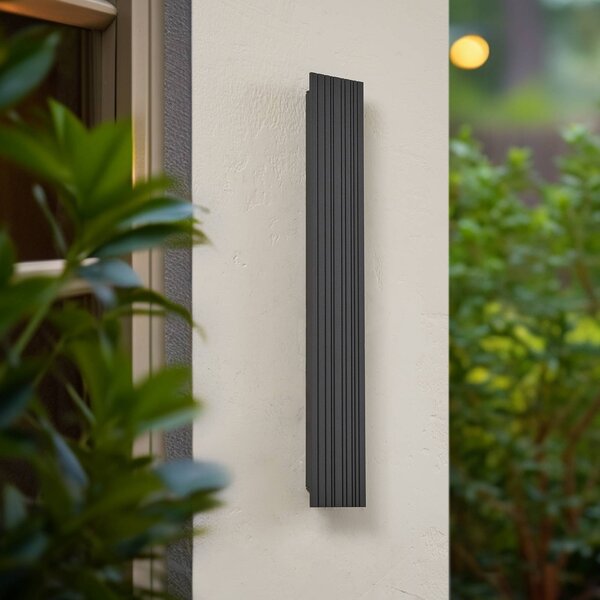 Lucande LED kültéri fali lámpa Melira, hossza 60cm, antracit, Fekete, Alumínium, Modern