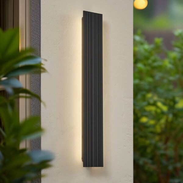 Lucande LED kültéri fali lámpa Melira, hossza 60cm, antracit, Fekete, Alumínium, Modern