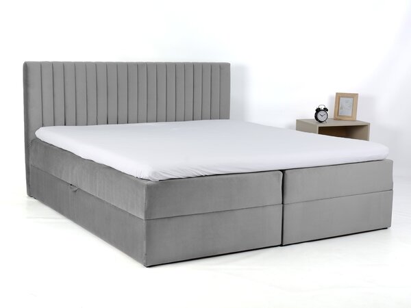 LAMELLA kárpitozott boxspring ágy - szürke Méret: 140x200