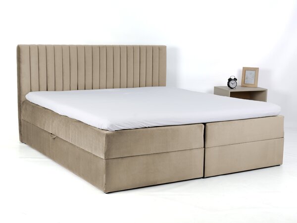 LAMELLA kárpitozott boxspring ágy - bézs Méret: 180x200