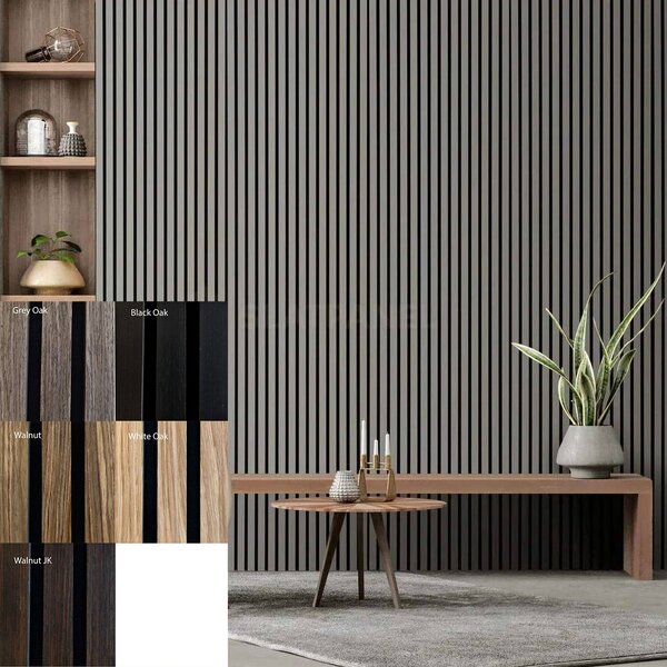 FREJA Akusztikai lamellás falpanel 100x60x2,2cm. White oak - Egyedi méretre is levágjuk - 100x60x2,2cm , Grey Oak