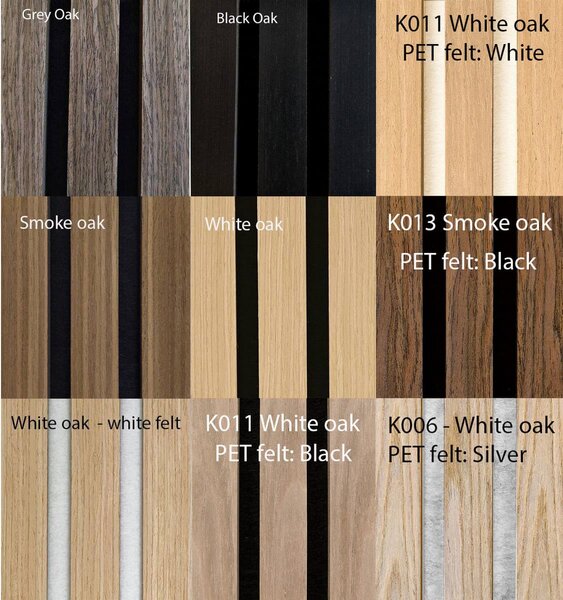 FREJA Mennyezeti akusztikus panel 59x59x2,2cm. 9 féle színben - White Oak fekete filc hátlappal