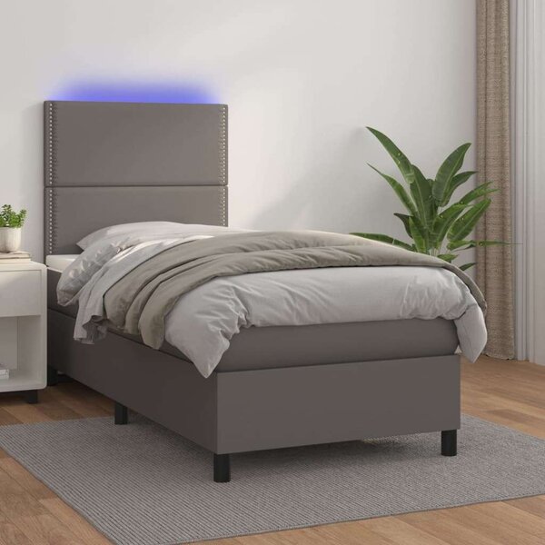 VidaXL LED-es Ágy - Műbőr - 100x200 cm
