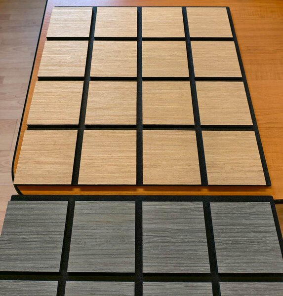 Freja Fa kockás akusztikus falipanel 60x60x1,8cm - Szürke tölgy - világos tölgy