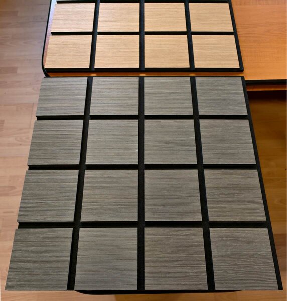 Freja Fa kockás akusztikus falipanel 60x60x1,8cm - Szürke tölgy - világos tölgy