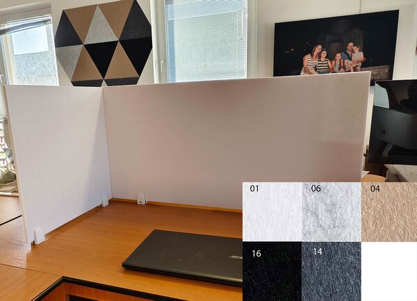 Bilnora asztal elválasztó oldalsó paraván 60x60x1.2cm - 14 sötét szűrke , L Clip