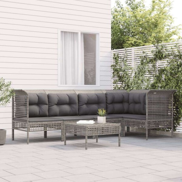 VidaXL 6 részes szürke polyrattan kerti ülőgarnitúra párnákkal