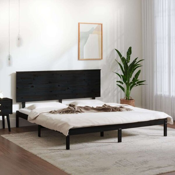 VidaXL Fekete Tömör Fenyőfa Ágykeret - 200x200 cm