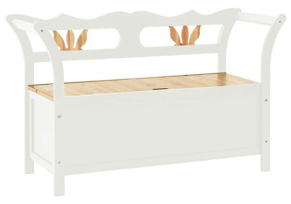 Vidék Ház - Fenyőfa Pad Tárolóval - Fehér - 107x45x75,5cm