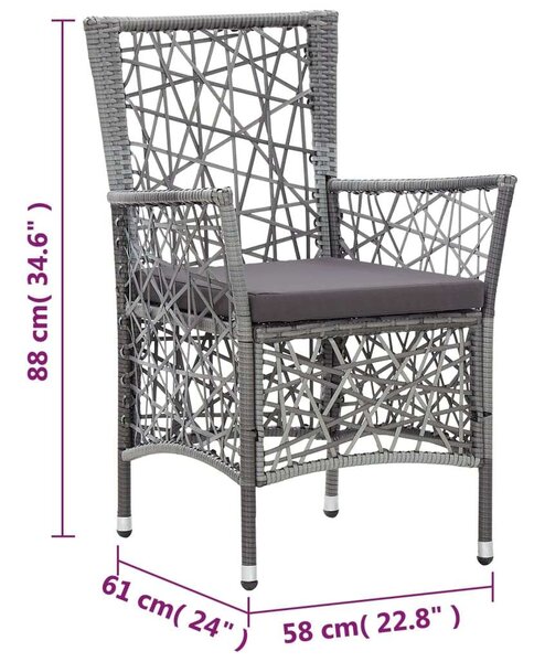 VidaXL Polyrattan Étkezőgarnitúra - 9 Fős - Szürke
