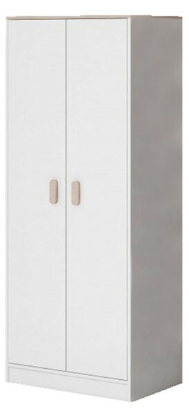 Macius 01 Kétajtós gardrób szekrény fehér - sonoma- Választható színes fogantyúval