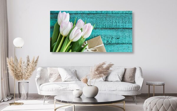 Kép fehér tulipán csokor üzenettel
