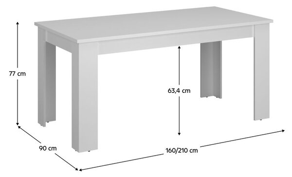 Széthúzható étkezőasztal 160 ERODIO (fehér) (6-8 fő részére)