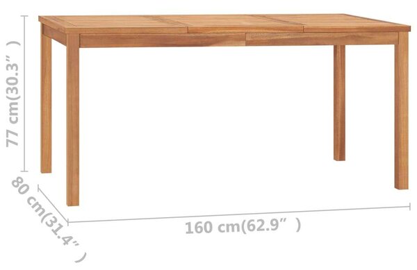 Teakfa Kerti Étkezőgarnitúra - 5 részes - 160x80cm Asztal