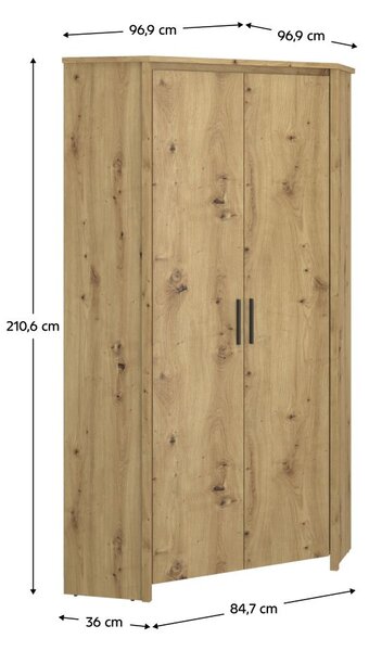 Sarok ruhásszekrény IRON (artisan tölgy)