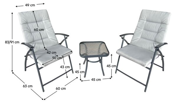 Kerti készlet 1+2 MUSAN (szürke + sötétszürke)