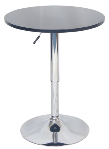 Bárasztal, magasság állítással, króm/ fekete, átmérő 60 cm, BRANY 2 NEW