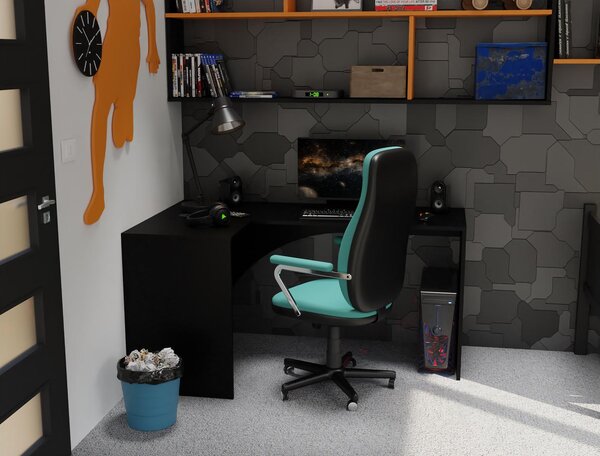 Sarok pc asztal Uhlominn (fekete) . Akció -20%