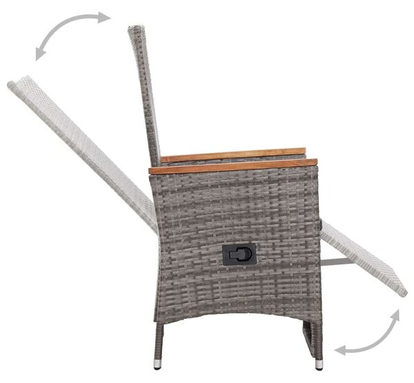 VidaXL Kerti Étkezőgarnitúra - 7 részes - Szürke Polyrattan