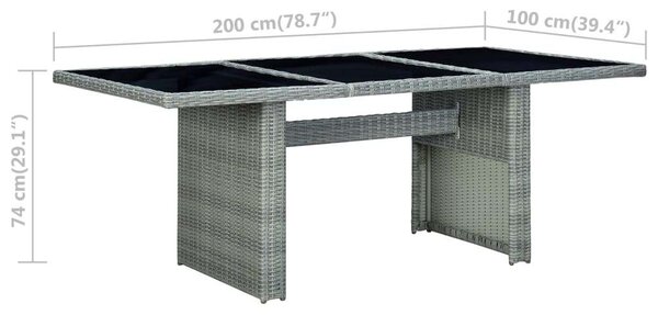 VidaXL 9 részes világosszürke polyrattan kültéri étkezőszett párnákkal