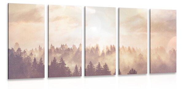 5-részes kép erdő ködben