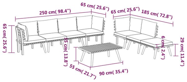 Vidaxl Akácfa Kerti Ülőgarnitúra - 8 részes