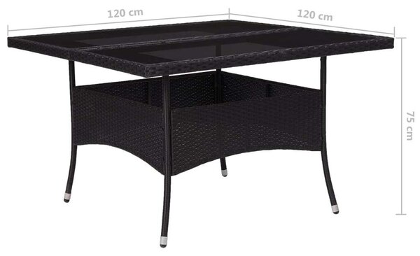 VidaXL Polyrattan Kerti Étkezőgarnitúra - 9 részes - Fekete