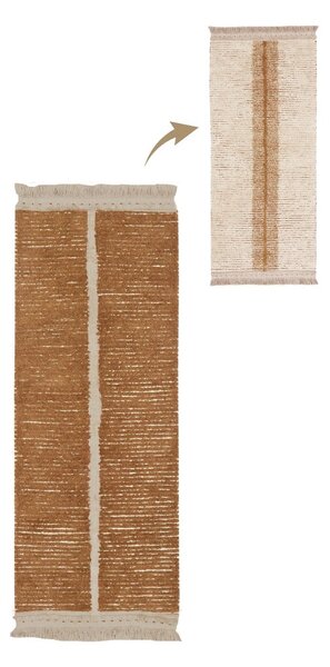 Téglavörös-bézs pamut futószőnyeg 80x230 cm Duetto Toffee – Lorena Canals
