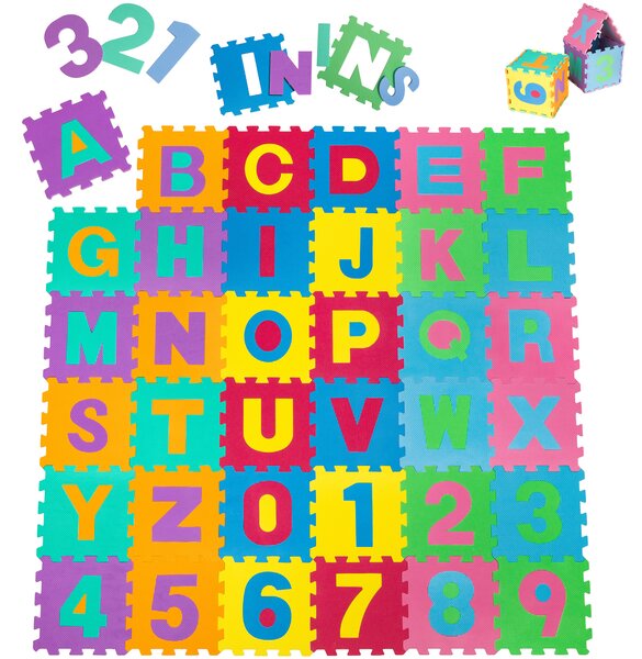 Tectake 401859 habszivacs puzzle szőnyeg, 86 darabos - színes