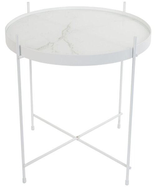 Fehér márvány oldalasztal ZUIVER CUPID Ø 43 cm