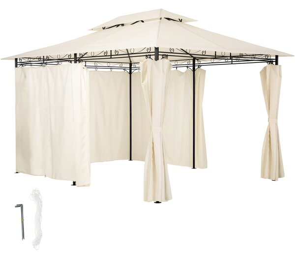 Tectake 403268 emine luxus kerti sátor 4 x 3 m 6 oldalfallal - krémes