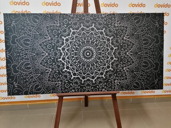 Kép vintage Mandala indiai stílusban fekete fehérben