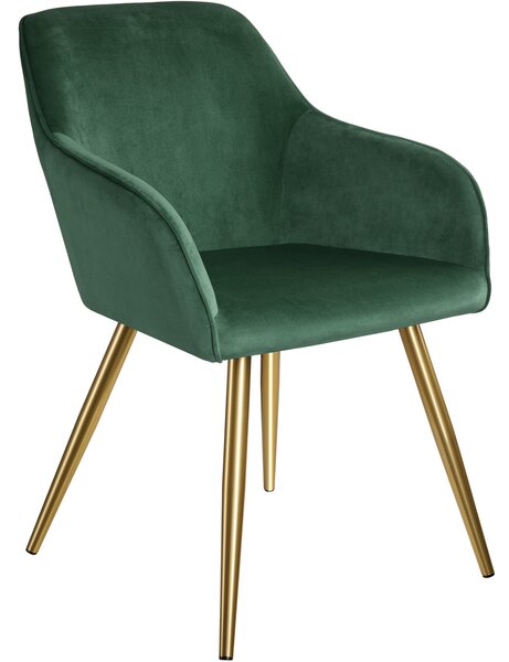 Tectake 403651 marilyn bársony kinézetű székek, arany színű - sötétzöld/arany