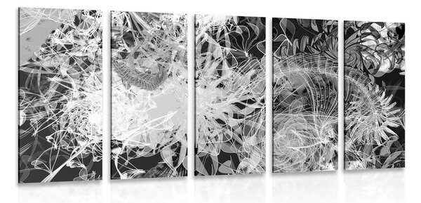 5-részes kép fekete fehér absztrakt művészet - 200x100