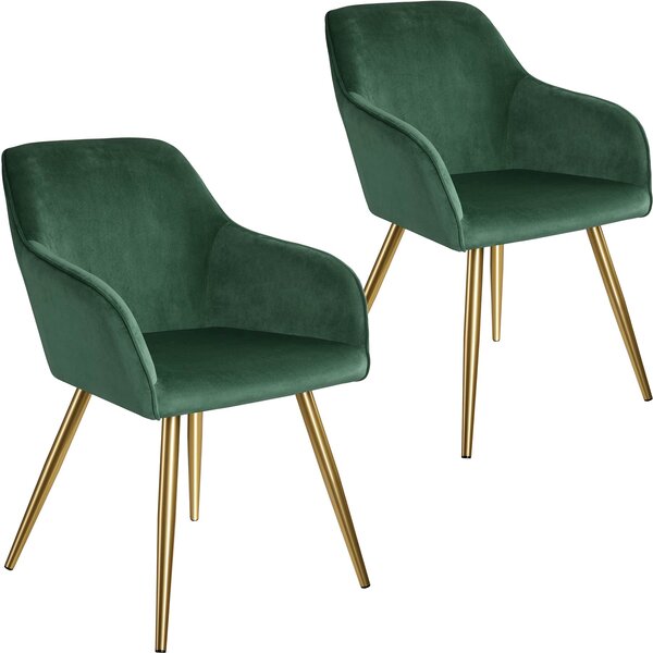 Tectake 404002 2 marilyn bársony kinézetű szék, arany színű - sötétzöld/arany