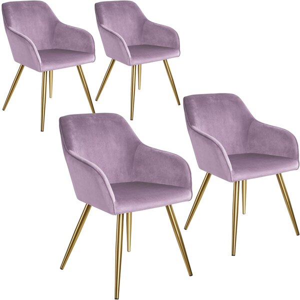 Tectake 404007 4 marilyn bársony kinézetű szék, arany színű - lila/arany