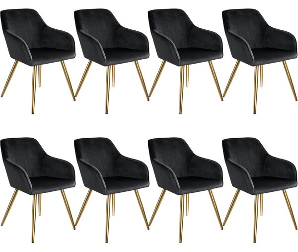 Tectake 404017 8 marilyn bársony kinézetű szék, arany színű - fekete/arany