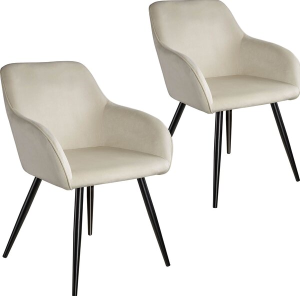 Tectake 404046 2 marilyn bársony kinézetű szék, fekete színű - krém / fekete