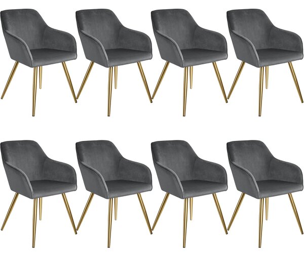 Tectake 404013 8 marilyn bársony kinézetű szék, arany színű - sötétszürke/arany