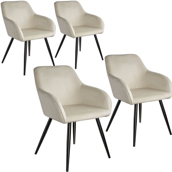 Tectake 404047 4 marilyn bársony kinézetű szék, fekete színű - krém / fekete
