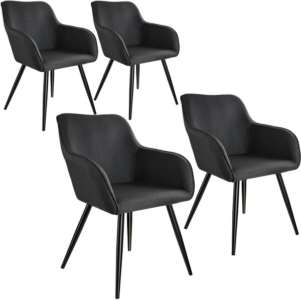 Tectake 404083 4 marilyn vászon kinézetű szék - fekete