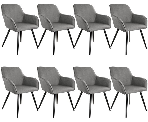Tectake 404093 8 marilyn vászon kinézetű szék - világosszürke/fekete