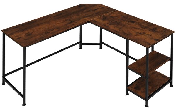 Tectake 404231 hamilton íróasztal 138x138x75,5cm - ipari sötét fa