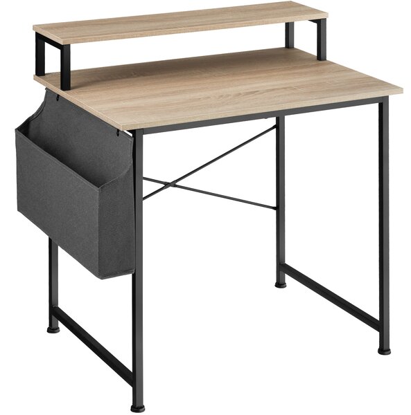 Tectake 404663 íróasztal polccal és szövet táskával - könnyű fa, tölgy sonoma, 80 cm