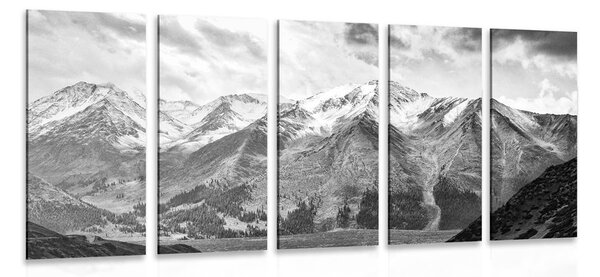 5-részes kép csodálatos hegység panoráma fekete fehérben