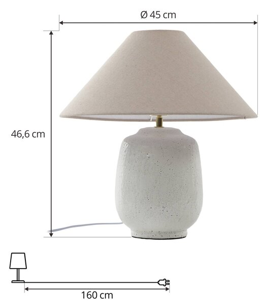 Lucande asztali lámpa Thalorin, magasság 47 cm, fehér, kerámia, Fehér / opál, Nappali / Étkező, Kerámia, Skandináv