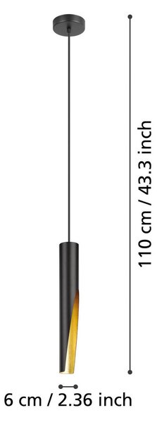 EGLO LED lógó világítás Barbotto fekete/arany, 1 izzó, Fekete, Nappali / Étkező, fém, Modern