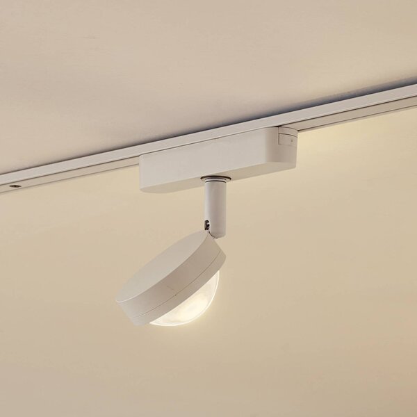 Lindby LED-es reflektor 48 V Lumaro, fehér, Ø 7,3 cm, alumínium,, dimmelhető, Fehér / opál, Nappali / Étkező, Alumínium, Modern